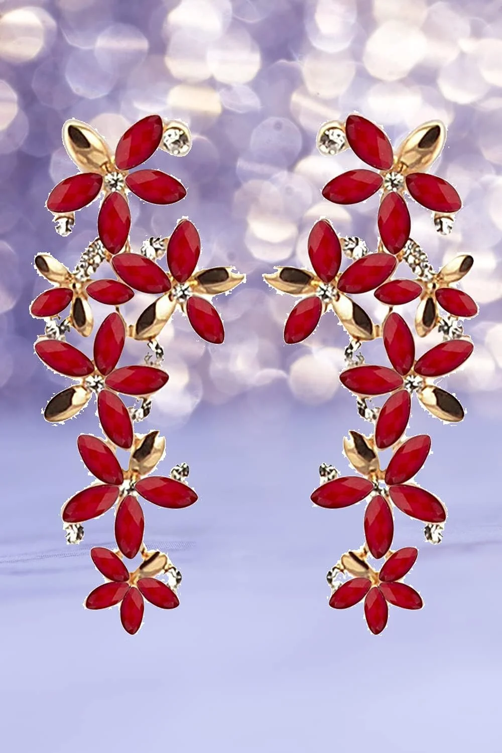 گوشواره های آویز طلایی زنانه یوولا مناسب مهمانی (قرمز) (YBEAR_32210)