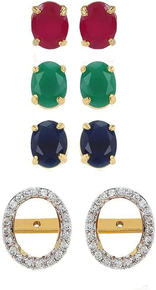 یوتبلا گوشواره های میخی طلایی زنانه مناسب مهمانی (چند رنگ) (بیضی 6 در 1)