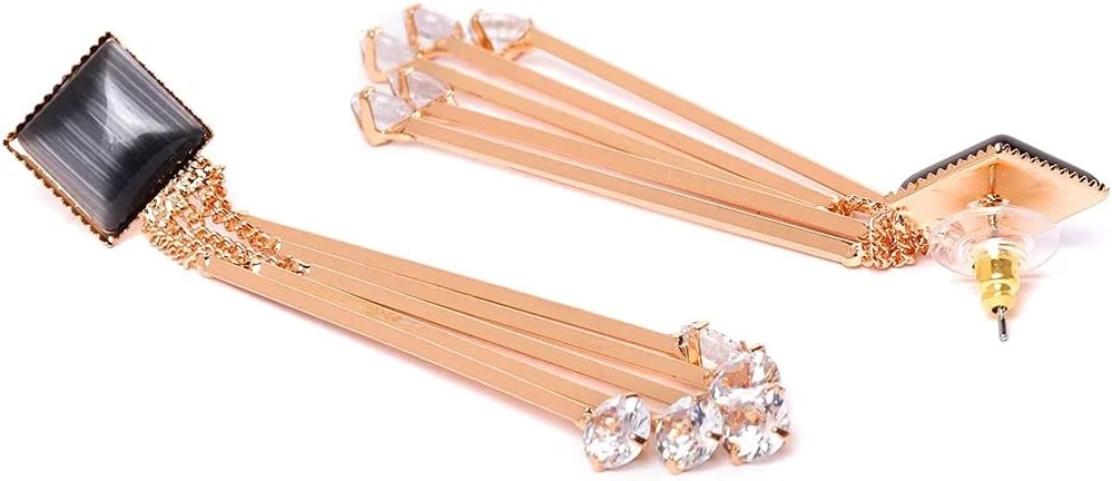 گوشواره زنانه یوولا جواهرات کریستالی روکش طلایی آویز گوشواره دخترانه و زنانه