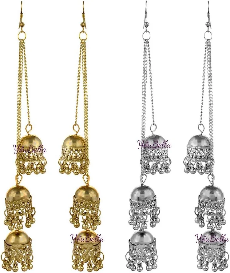 یو‌بلا، ست گوشواره های روکش طلایی شیک، شامل دو جفت گوشواره افغانی جومکا، مناسب مهمانی و مجالس، برای دختران و بانوان