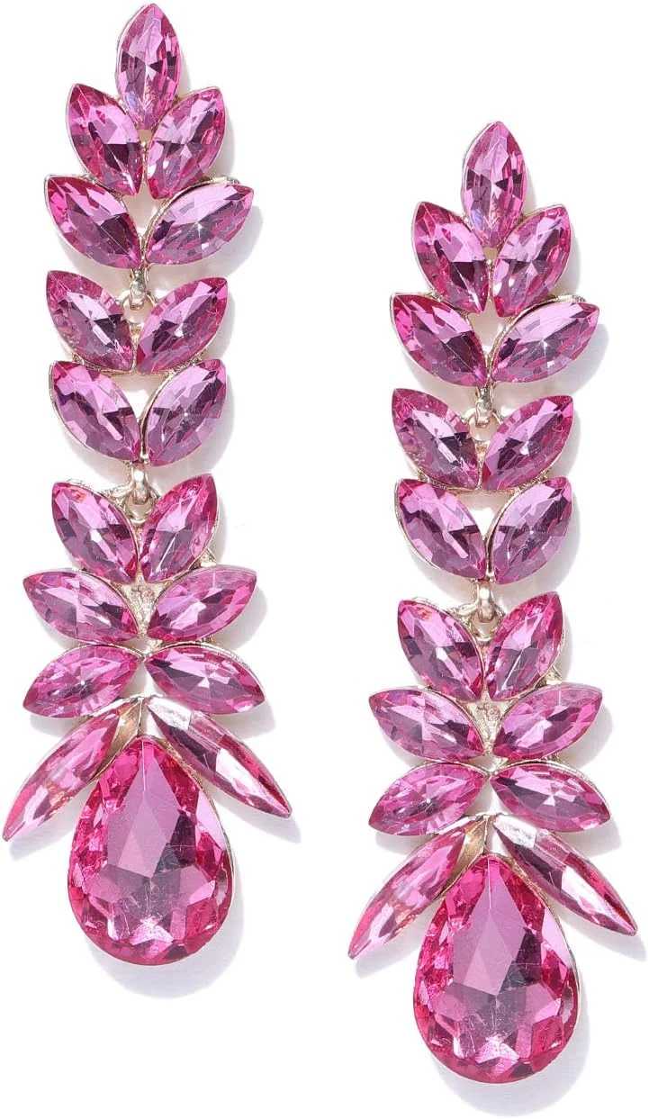 گوشواره های آویز طلایی زنانه یوتبلا، مناسب برای مهمانی و مجالس شیک (صورتی) (YBEAR_32221)