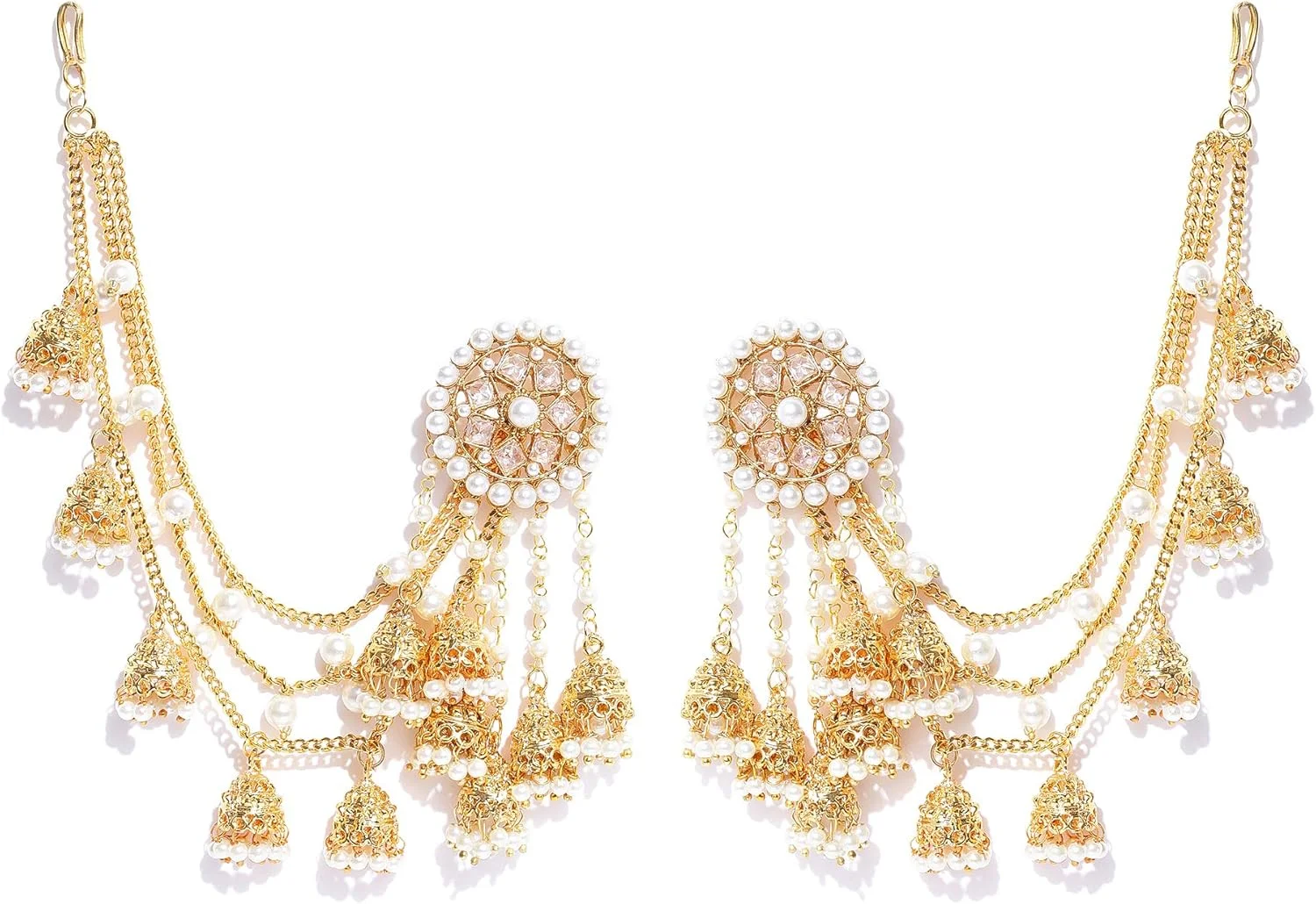 یوطلا، گوشواره های جومکا/جومکی مجلسی و شیک با روکش طلایی مناسب مهمانی و استفاده روزمره، مخصوص دختران و بانوان