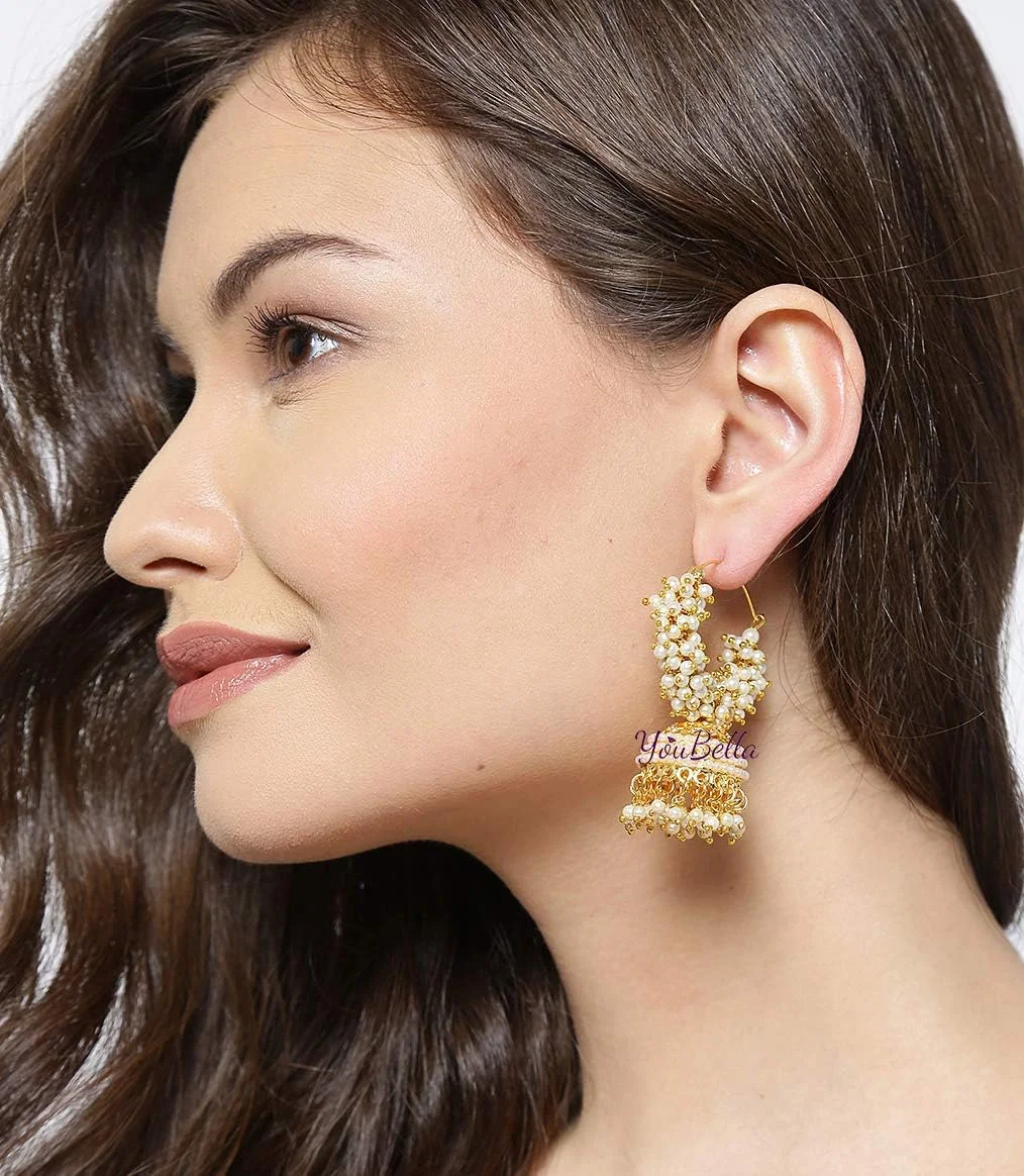 گوشواره های حلقه ای روکش طلایی زنانه YouBella (طلایی) (YBEAR_31070) گوشواره های حلقه ای روکش طلایی زنانه YouBella (طلایی) (YBEAR_31070)