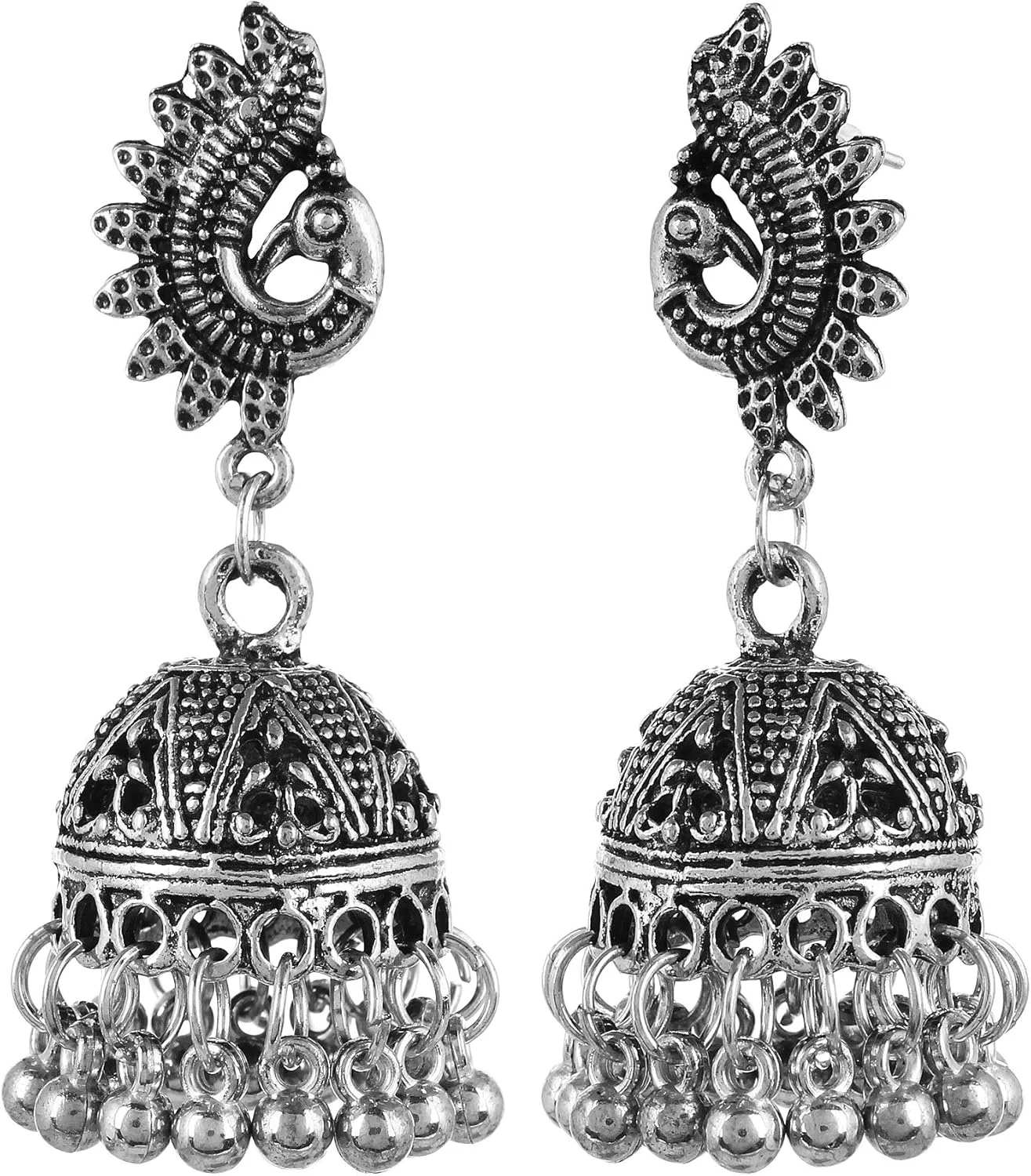 گوشواره های Jhumki نقره ای اکسید شده YouBella، مناسب مهمانی و مجالس برای زنان (نقره ای) (YBEAR_32205) گوشواره های Jhumki نقره ای اکسید شده YouBella، مناسب مهمانی و مجالس برای زنان (نقره ای) (YBEAR_32205)