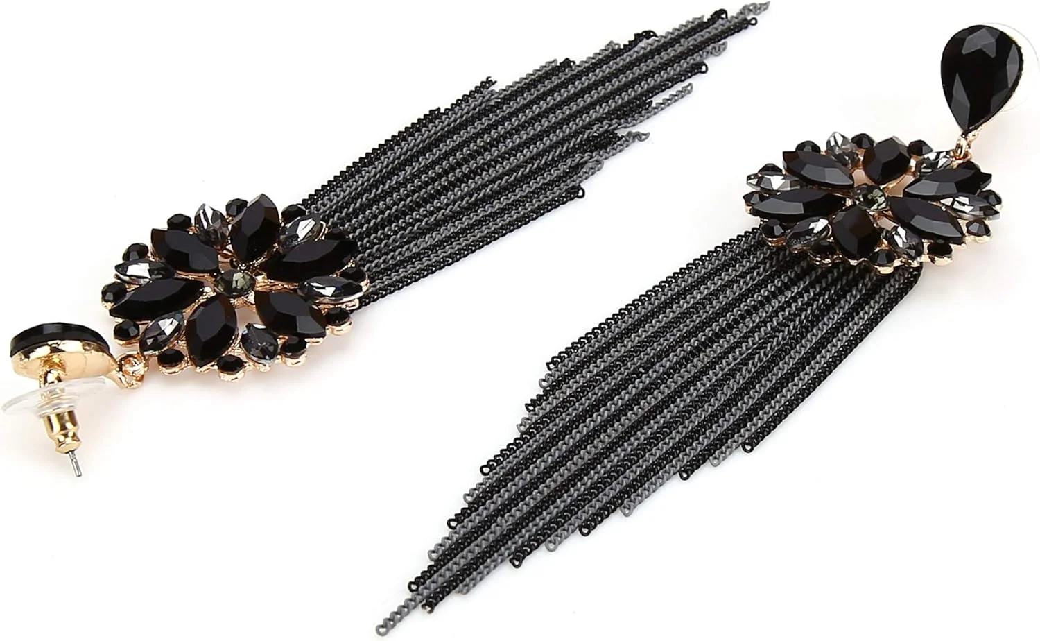 گوشواره های دست ساز منگوله دار کریستالی با روکش طلای YouBella Jewellery برای زنان (مشکی) گوشواره های دست ساز منگوله دار کریستالی با روکش طلای YouBella Jewellery برای زنان (مشکی)