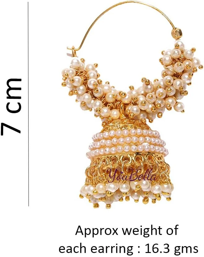 گوشواره های حلقه ای روکش طلایی زنانه YouBella (طلایی) (YBEAR_31070) گوشواره های حلقه ای روکش طلایی زنانه YouBella (طلایی) (YBEAR_31070)