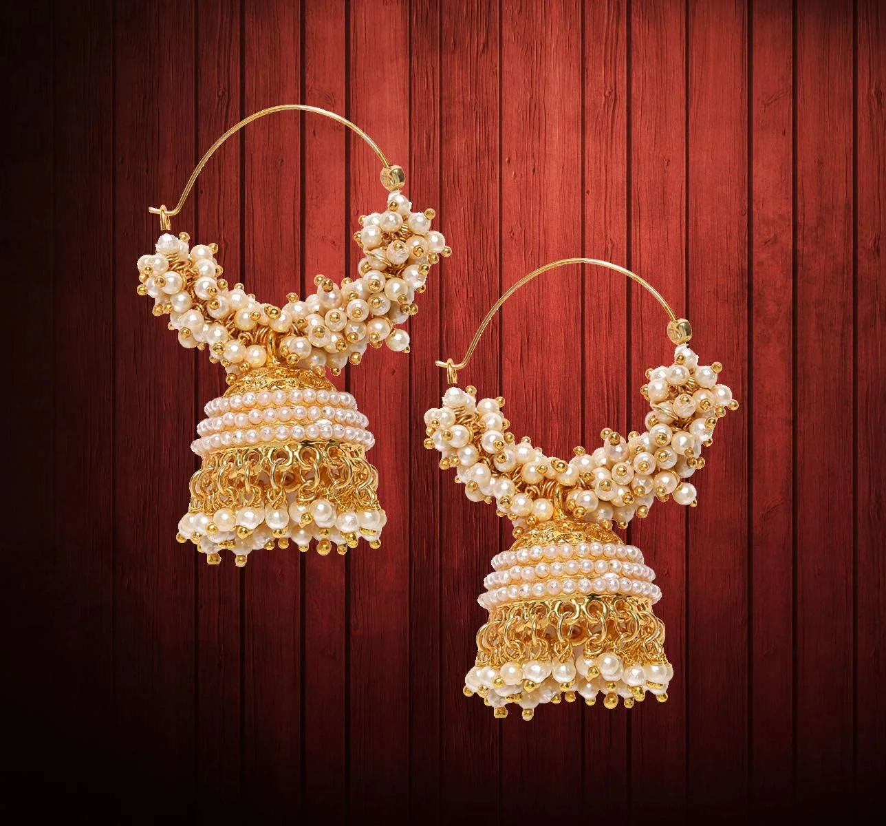 گوشواره های حلقه ای روکش طلایی زنانه YouBella (طلایی) (YBEAR_31070) گوشواره های حلقه ای روکش طلایی زنانه YouBella (طلایی) (YBEAR_31070)