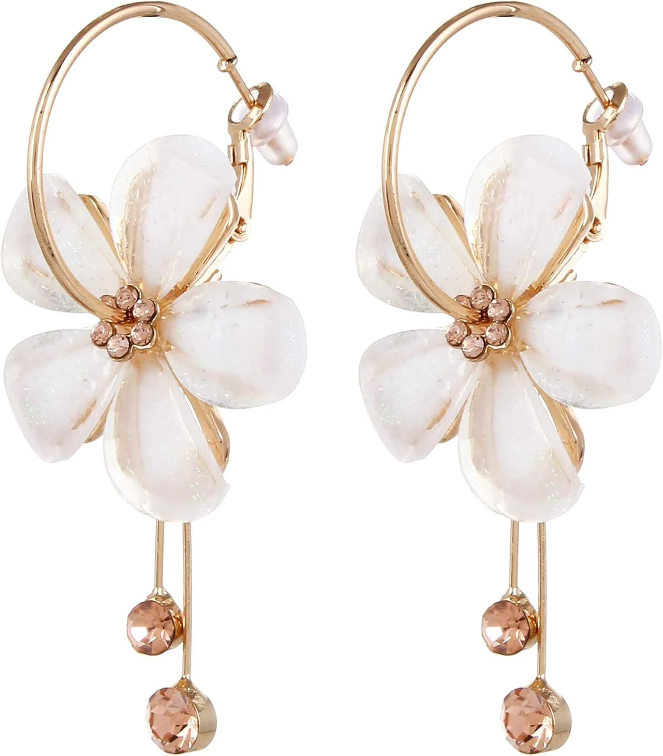 گوشواره آویز زنانه با روکش طلای Youbella (سفید مایل به کرم) (Ybear_31191)