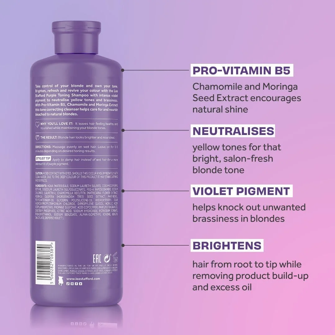 شامپو تونینگ بنفش لی استافورد مخصوص موهای بلوند دکلره شده، 250 میلی لیتر، استاندارد