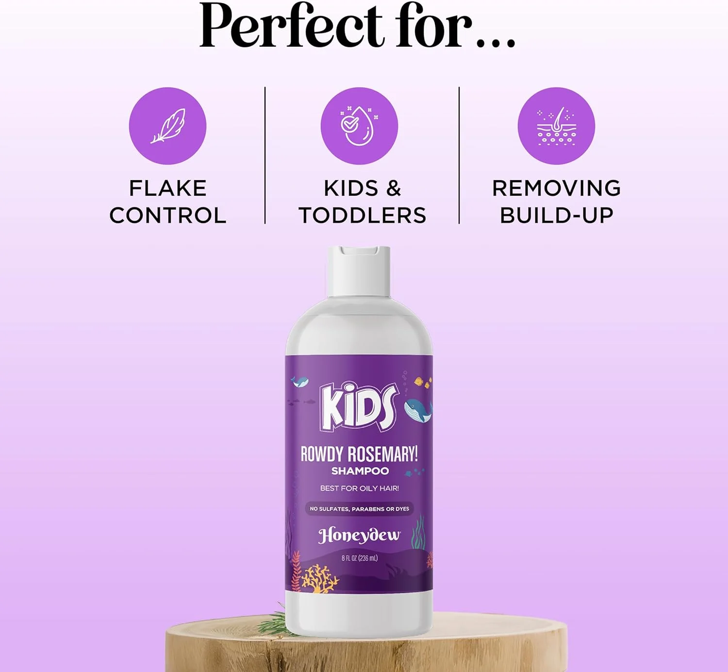 شامپو بچه گانه برای مراقبت از پوست سر خشک - شامپو پاک کننده بدون سولفات برای کودکان با روغن درخت چای و رزماری برای رفع تجمع و درمان پوست سر خشک - مرطوب کننده پوست سر و شامپو پوست سر خشک برای شوره