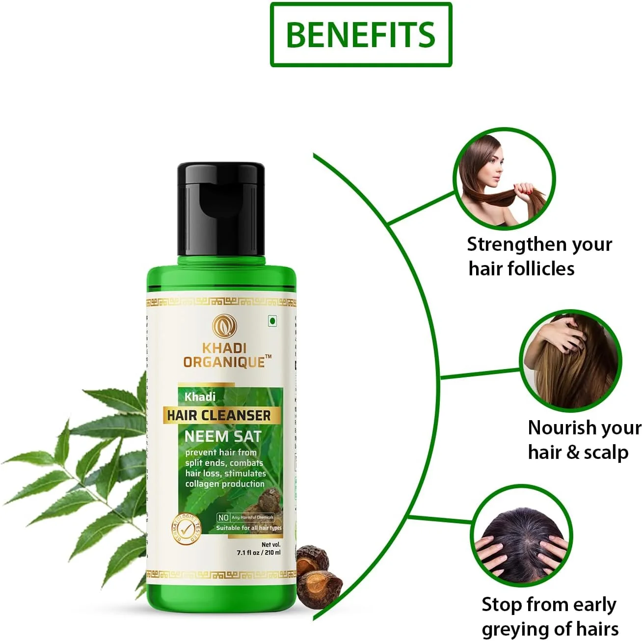 شامپو پاک کننده مو خادی ارگانیک Neem Sat (نيم) حجم 630 میلی لیتر بسته 3 عددی