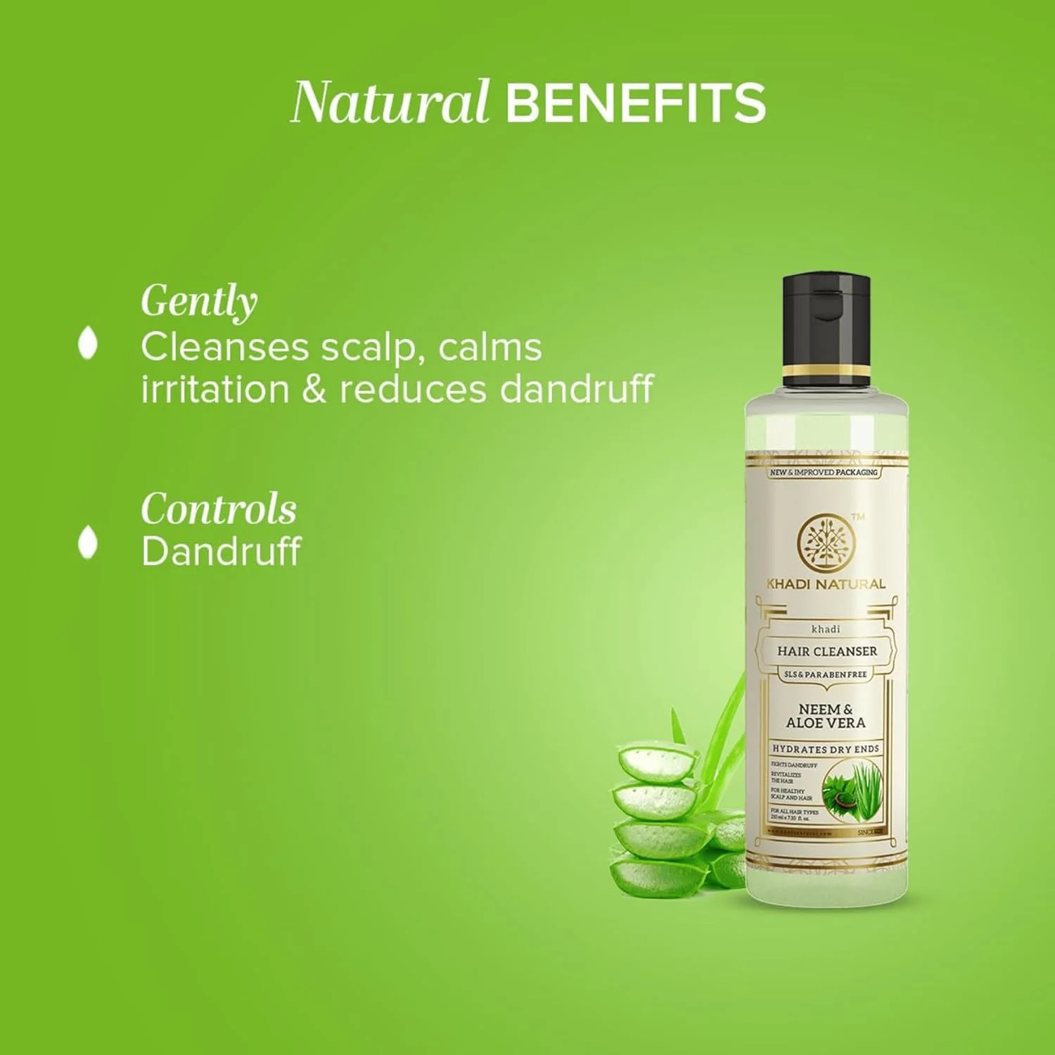 شامپو گیاهی طبیعی خادی، حاوی عصاره های آلوئه ورا و نيم، بدون SLS و پارابن، 210 میلی لیتر