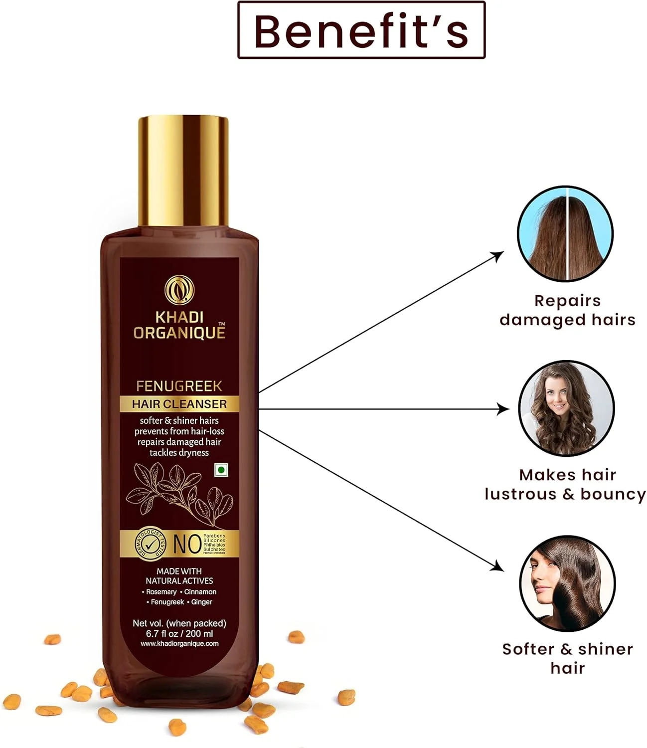 شامپو تقویت کننده مو شنبلیله خادی ارگانیک 200 میلی لیتر