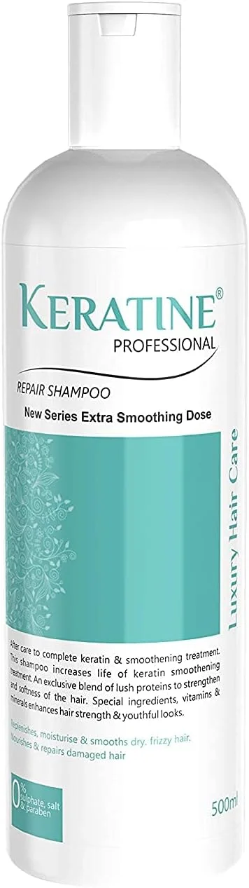 شامپو کراتین پروفشنال | غنی شده با کراتین، روغن بادام، روغن جوجوبا و شی باتر برای موهای فر، مجعد و صاف - شامپو برای موهای خشک، آسیب دیده یا رنگ شده ساخت هند، 1 عدد