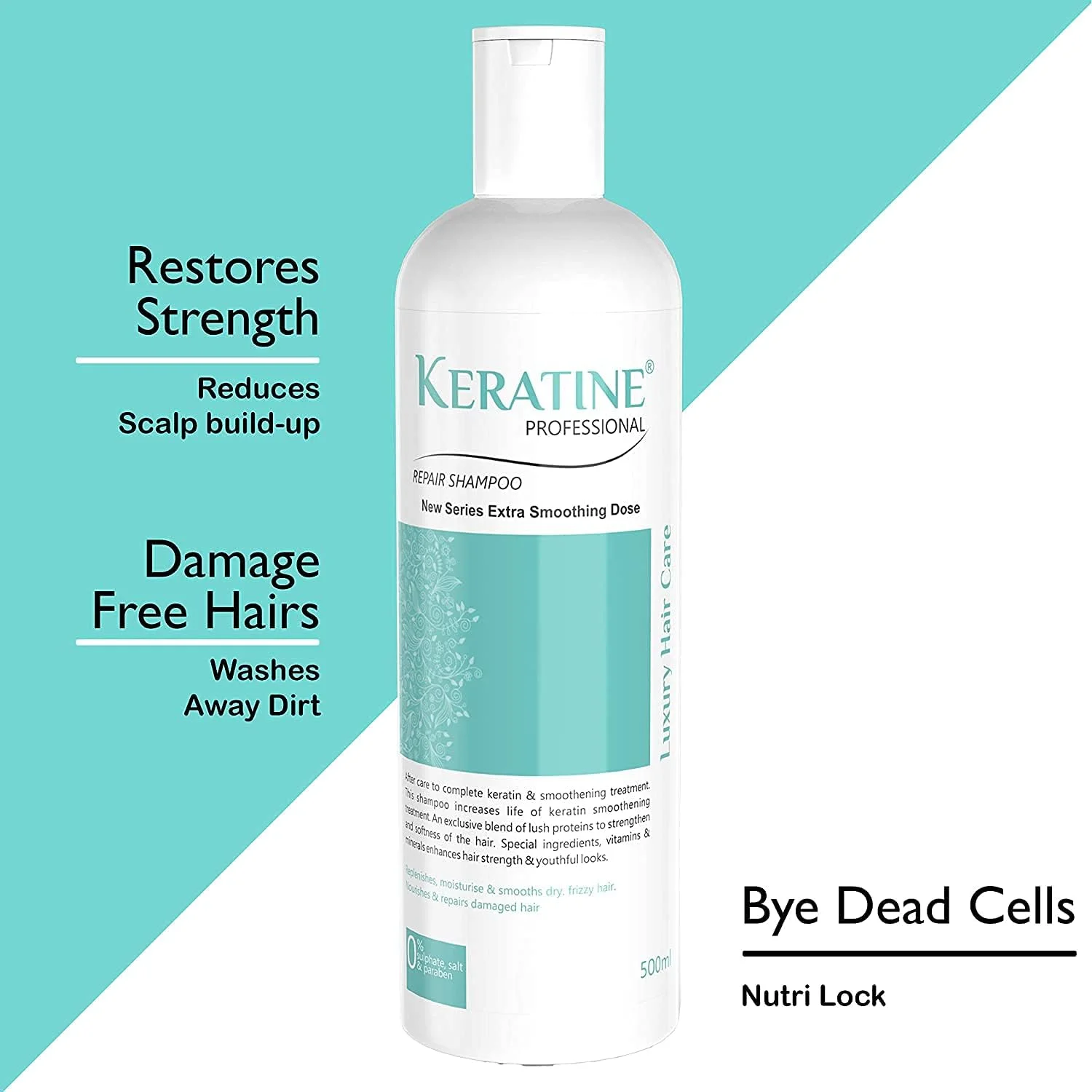 شامپو کراتین پروفشنال | غنی شده با کراتین، روغن بادام، روغن جوجوبا و شی باتر برای موهای فر، مجعد و صاف - شامپو برای موهای خشک، آسیب دیده یا رنگ شده ساخت هند، 1 عدد