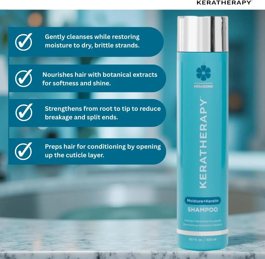 شامپو مرطوب کننده حاوی کراتین کراتراپی، 300 میلی لیتر - شامپو ضد وز و مرطوب کننده برای پوست سر چرب و موهای خشک - فناوری کراباند، آلوئه ورا و عصاره پوست درخت بید