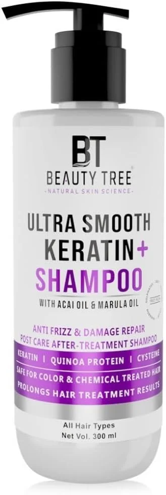 شامپو کراتین پلاس کرمی فوق العاده نرم کننده موهای خشک و آسیب دیده بیوتی تری | شامپو تقویت کننده و ترمیم کننده مو، حاوی پروتئین گندم، مناسب آقایان و بانوان 300 میلی لیتر