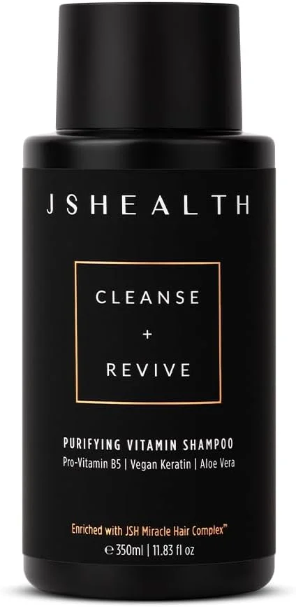 شامپو کراتین پاک کننده JSHealth - شامپو طبیعی پاک کننده و احیا کننده برای موهای رنگ شده، موهای فر و موهای خشک - فرمول وگان، بدون سولفات و پارابن، 350 میلی لیتر