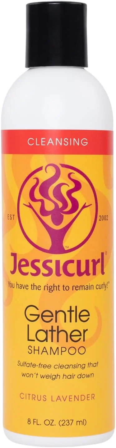 شامپو کف ملایم Jessicurl، مرکبات اسطوخودوس، 8 اونس مایع. شامپو پاک کننده برای موهای مجعد خانم ها، وگان، شامپو بدون سولفات