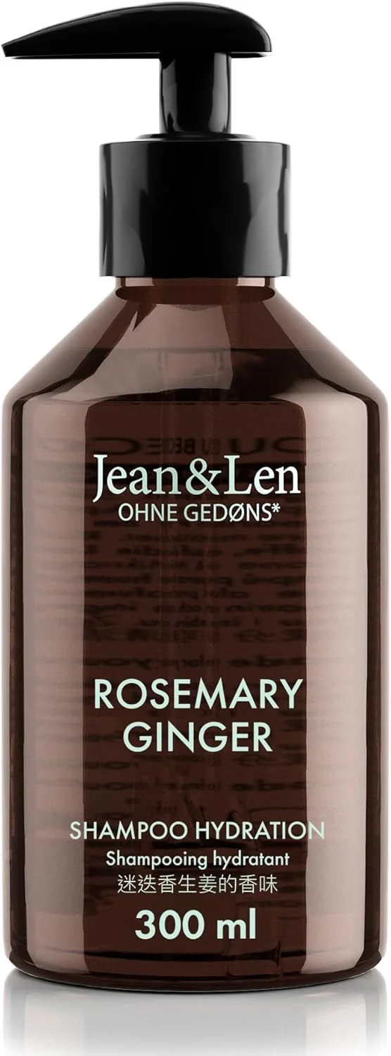 شامپو مرطوب کننده رزماری و زنجبیل Jean & Len برای موهای خشک و شکننده با کمپلکس مرطوب کننده، رایحه تند و تازه رزماری و زنجبیل، 300 میلی لیتر