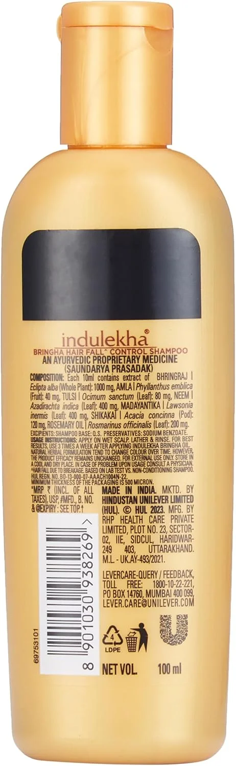 شامپو آیورودیک برینگا ایندولکا 100 میلی لیتر، برای کنترل ریزش مو، با عصاره های برینگاراج، آملا، شیکاکای - بدون پارابن، برای آقایان و بانوان