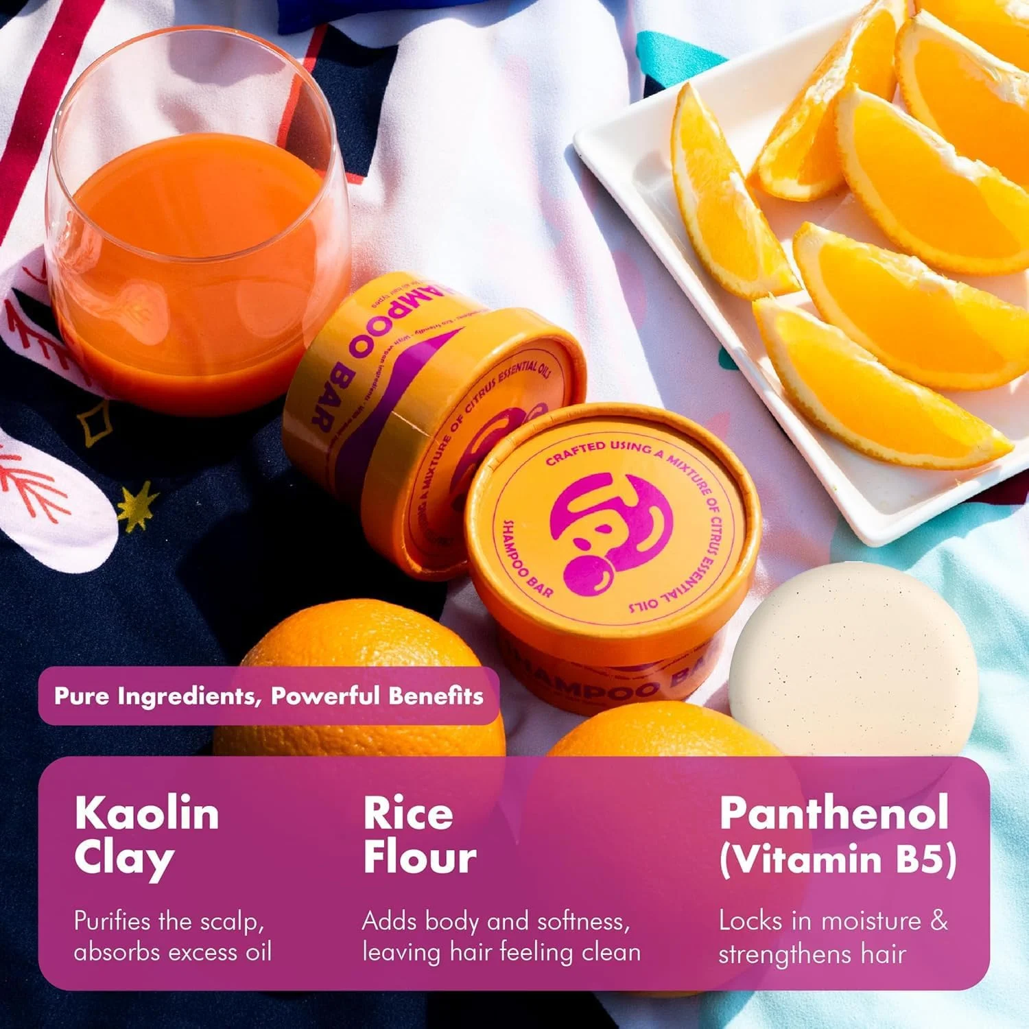 شامپو بار ارگانیک هوئگوآ برای رشد مو، روغن‌های ضروری مرکبات مغذی برای انواع مو، پاکسازی ملایم و کنترل وز، شامپو بار مغذی مو برای تقویت، 60 گرم