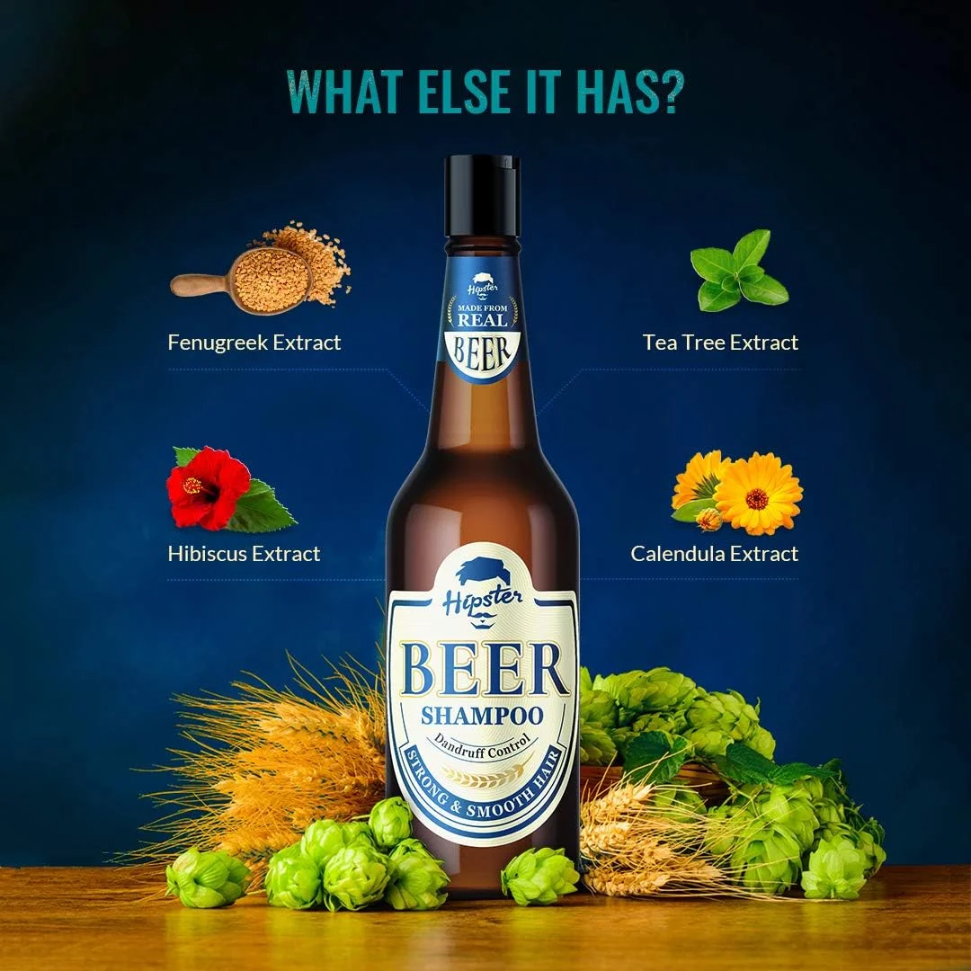 شامپو ضد شوره سر هیپستر بیر 250 میلی لیتر | برس ماساژور پوست سر مو | مخصوص آقایان | بدون الکل، بدون پارابن