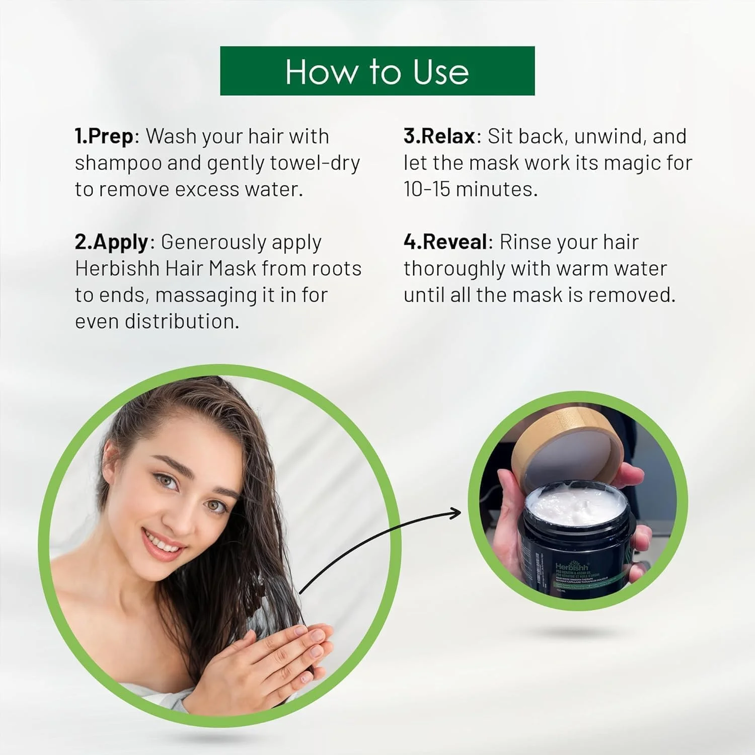 شامپو رنگ مو هربیش برای موهای سفید 500 میلی لیتر + ماسک موی آرگان برای موهای خشک یا آسیب دیده | رنگ مو | پوشش موهای سفید برای آقایان و بانوان (قهوه ای روشن)