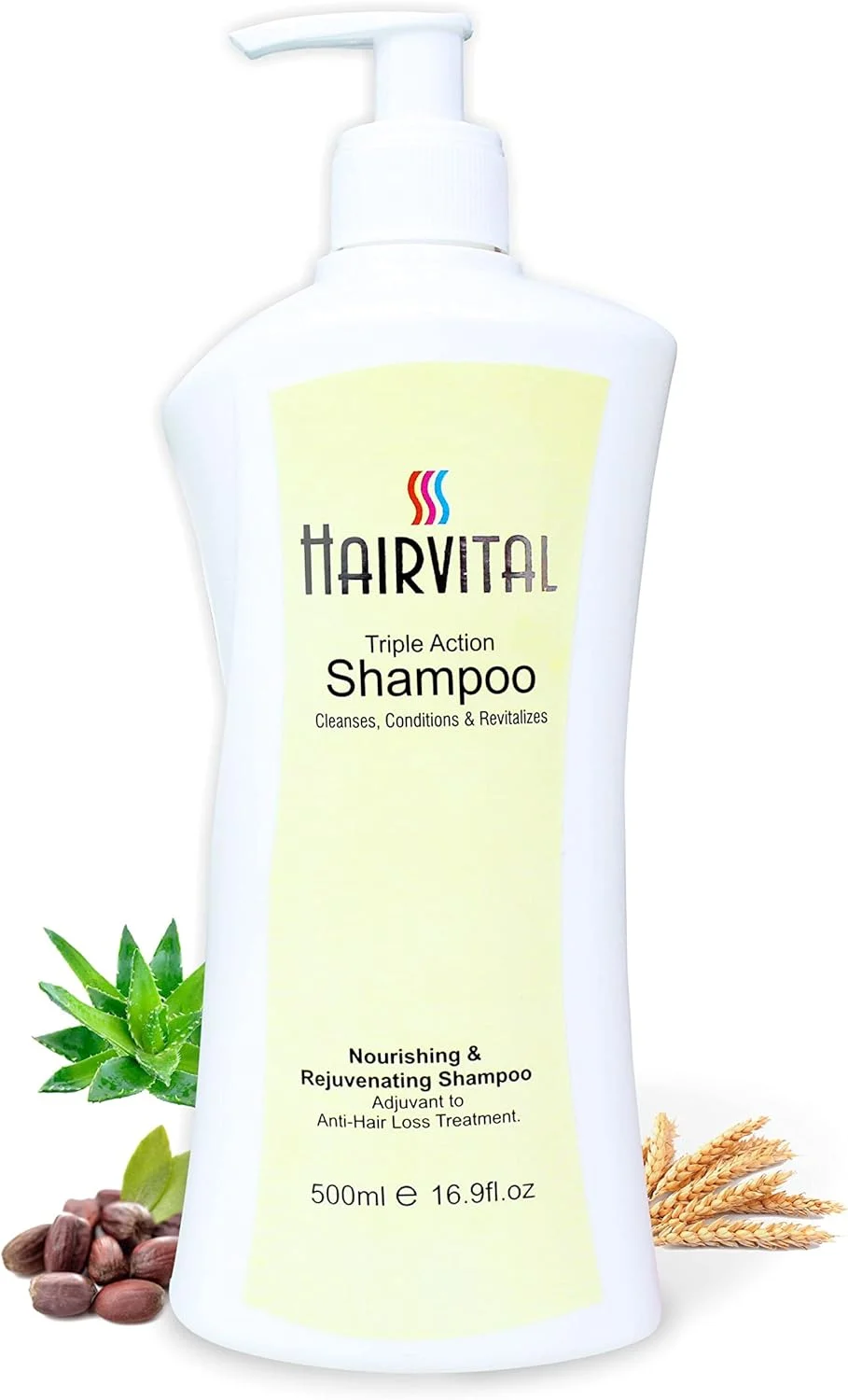 شامپو هیرویتال با نرم کننده و خواص آلوئه ورا طبیعی، روغن جوجوبا و ویتامین E، موهای خشک، کدر و وز را عمیقا تغذیه می کند، باعث افزایش رشد مو و کاهش آسیب مو برای داشتن موهای براق - 500 میلی لیتر