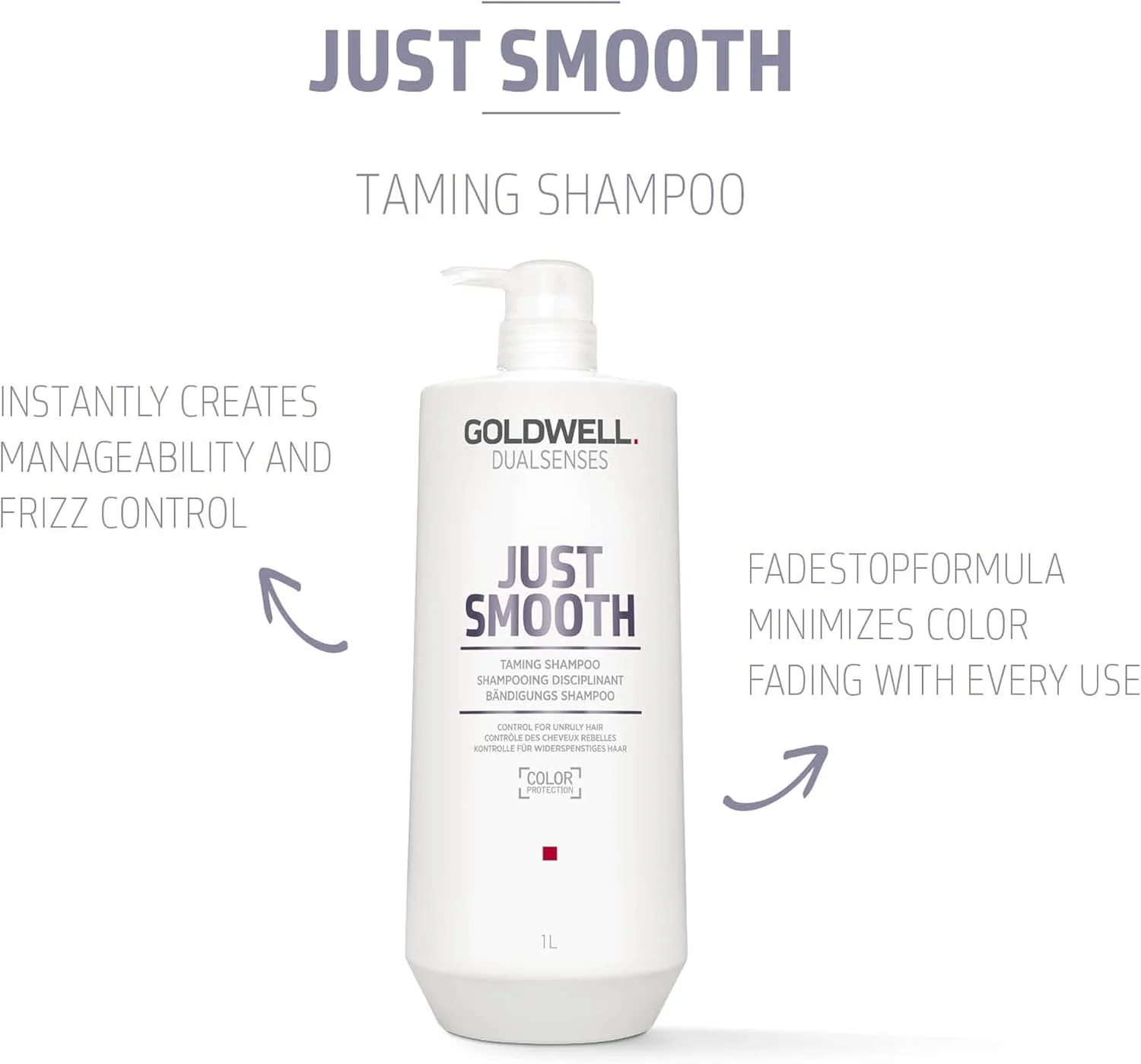 شامپو کنترل وز و ضد رطوبت گلدول Dualsenses Just Smooth Taming حجم 1 لیتر