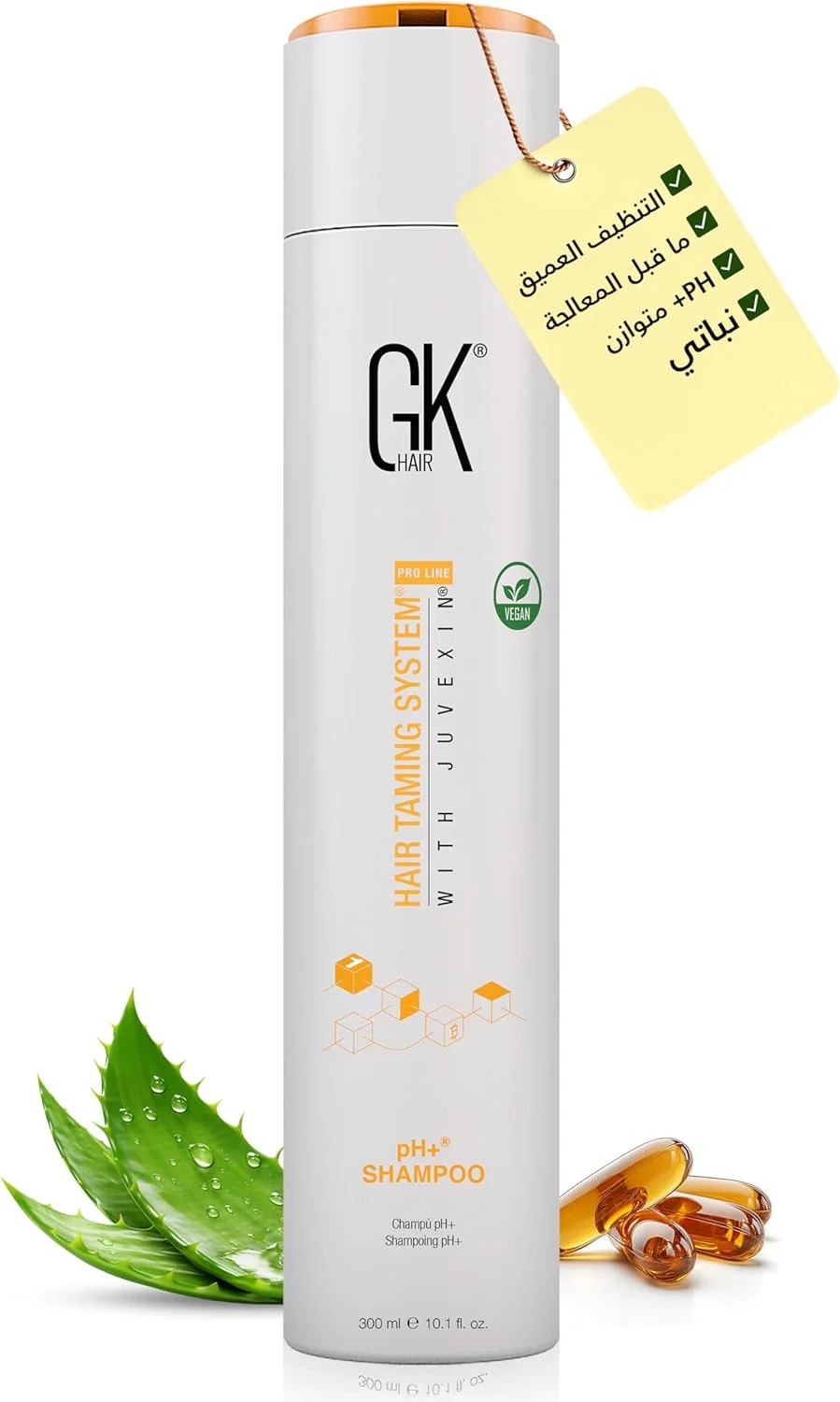 شامپو پاک کننده مو قبل از درمان GK HAIR Global Keratin pH+ (300 میلی لیتر) برای آماده سازی مو، پاکسازی عمیق و از بین بردن آلودگی ها - حاوی آلوئه ورا، ویتامین ها و روغن های طبیعی مناسب انواع مو، آقایان و بانوان