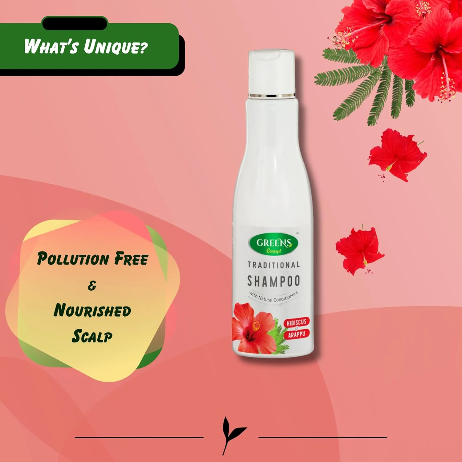 شامپو سنتی گل بامیه و آراپو گرینز کانسپت، تغذیه کننده پوست سر و درخشان کننده مو، 200 میلی لیتر