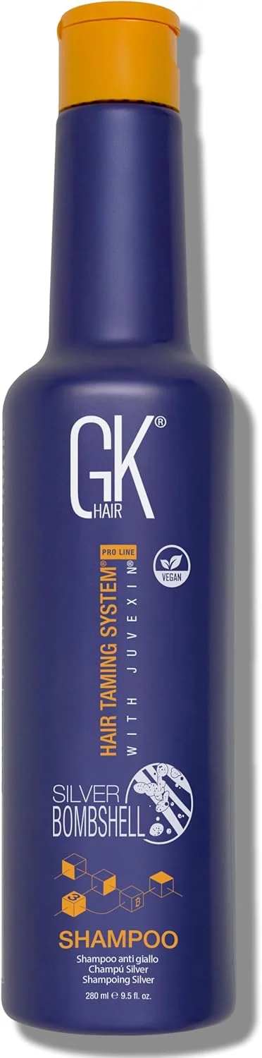 شامپو بنفش سیلور بامبشل جی کی هیر گلوبال کراتین 280 میلی لیتر - مناسب موهای بلوند، پلاتینیوم، خاکستری، نقره ای و سفید، مرطوب کننده موهای خشک و آسیب دیده، از بین برنده زردی و تناژ نارنجی