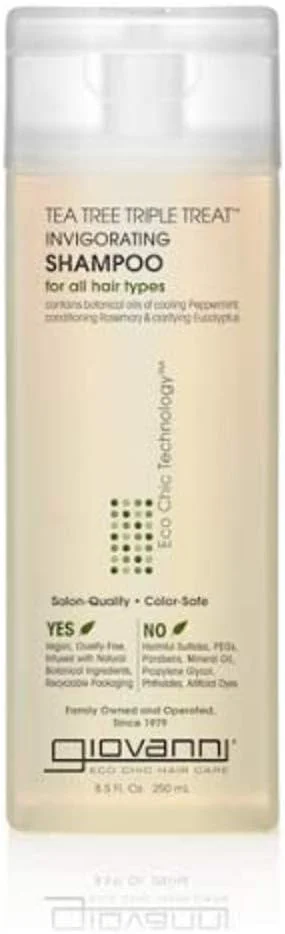 شامپو درخت چای انرژی بخش جیووانی - فرمول روزانه سه گانه تقویت کننده، نرم کننده و شفاف کننده، 250 میلی لیتر (تک)