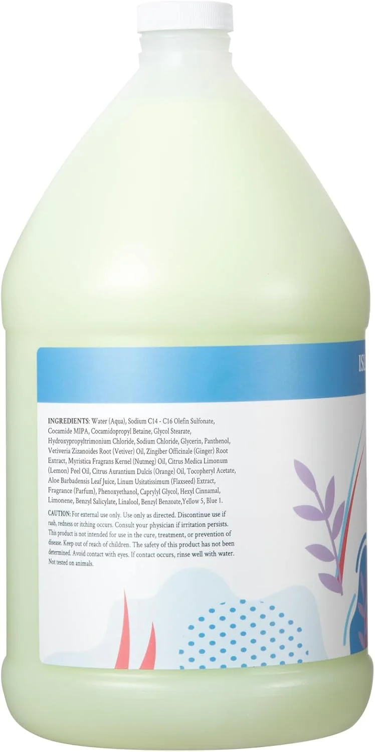 شامپو مرطوب کننده گیاهی زنجبیل لیلی فارم برای انواع مو، آرامش جزیره، 100% وگان و بدون تست حیوانی، رایحه چای سبز و علف لیمو، حجم 1 گالن (128 fl oz)