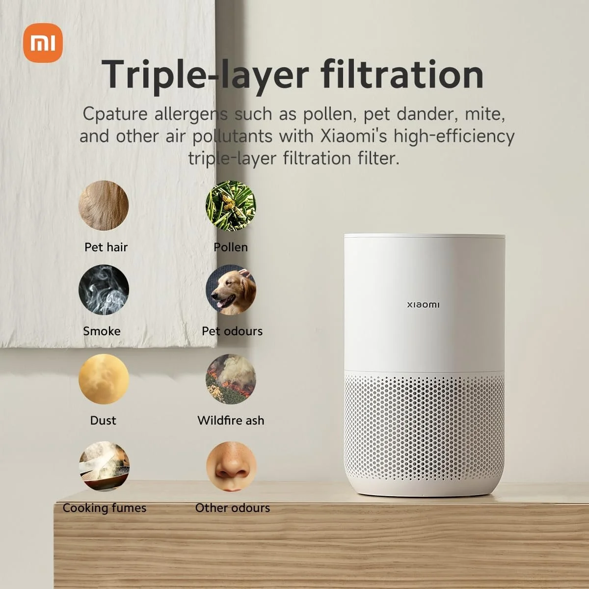 دستگاه تصفیه هوای شیائومی مدل Mi Air Purifier 4 Compact، دارای سیستم فیلتر 3 مرحله ای True HEPA H13 که 99.97% آلاینده ها را تا اندازه 0.3 میکرون حذف می کند، دارای قابلیت اتصال به خانه هوشمند، عملکرد فوق العاده کم صدا، مصرف تنها 0.9 کیلووات در روز، دارای صفحه نمایش لمسی OLED دستگاه تصفیه هوای شیائومی مدل Mi Air Purifier 4 Compact، دارای سیستم فیلتر 3 مرحله ای True HEPA H13 که 99.97% آلاینده ها را تا اندازه 0.3 میکرون حذف می کند، دارای قابلیت اتصال به خانه هوشمند، عملکرد فوق العاده کم صدا، مصرف تنها 0.9 کیلووات در روز، دارای صفحه نمایش لمسی OLED