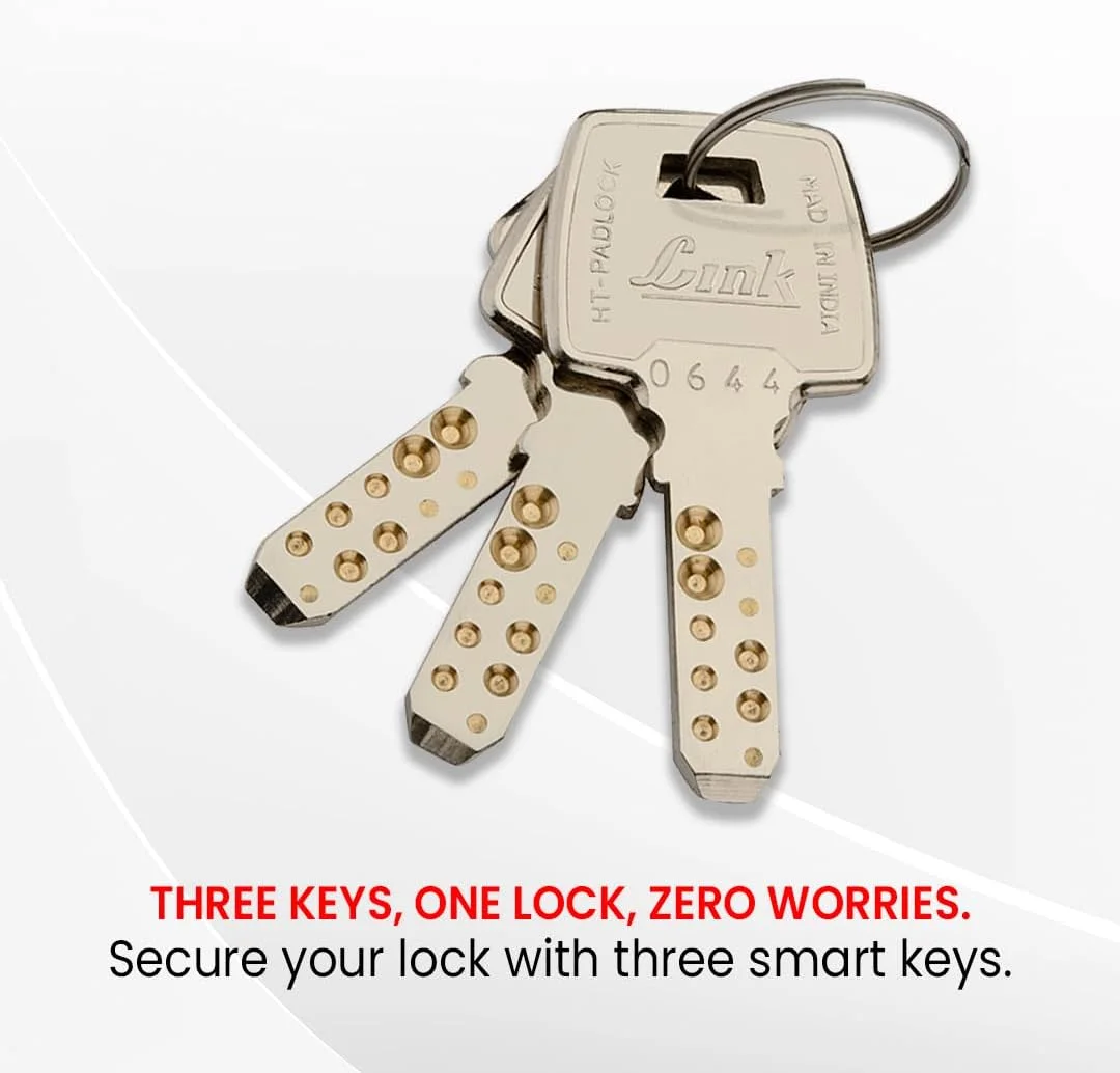 قفل برنجی مربعی 60 میلی متری Hi-Tech Link | بدنه برنجی | حلقه سخت کاری شده | قفل دو طرفه (طلایی) بسته 1 عددی