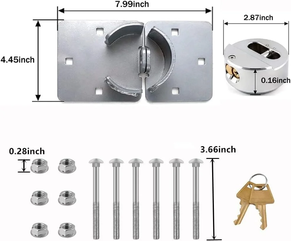 قفل ایمنی ون OSEA بسته 2 عددی، قفل سنگین و فولادی جامد با بست 73 میلی‌متری، قفل درب گاراژ و انبار با 4 کلید (بسته 2 عددی)