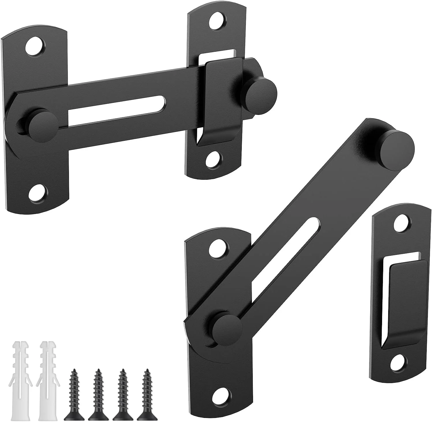 قفل درب کشویی انبار 180 درجه L'aimefois برای حفظ حریم خصوصی - قفل و بست درب انبار ایمن برای درب انبار، درب حیوانات خانگی، حمام، فضای باز، گاراژ، پنجره، درب کشویی (2 عدد)