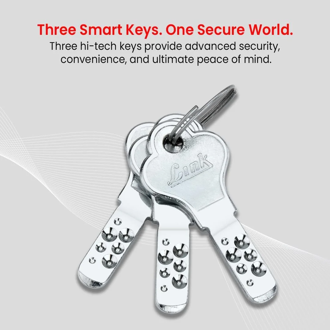 قفل گرد 65 میلی متری Link Hi-Tech | بدنه استیل ضد زنگ | حلقه سخت کاری شده | 1 قفل | 3 کلید آهنی با نیکل Hi-Tech | 1 جاکلیدی رایگان