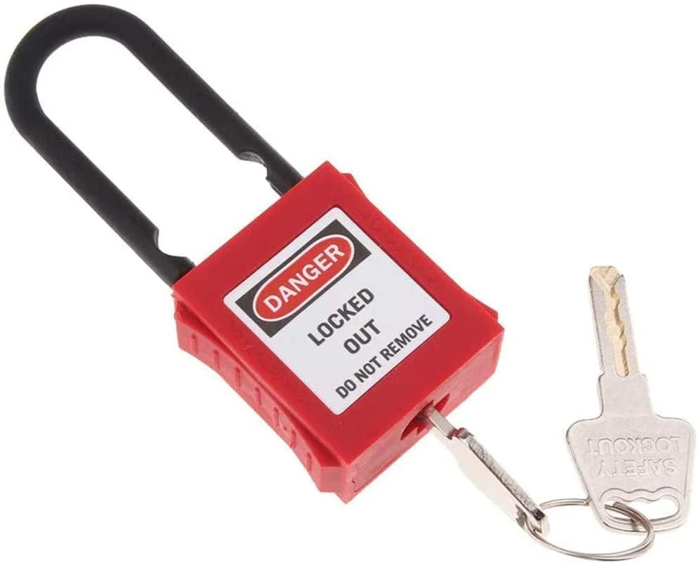 WANGCL 2 عدد قفل ایمنی قرمز، قفل عایق پلاستیکی مهندسی، قفل امنیتی، برچسب جداسازی انرژی
