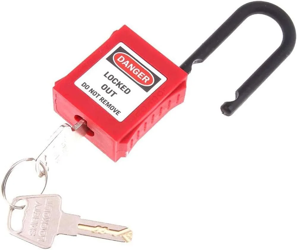 WANGCL 2 عدد قفل ایمنی قرمز، قفل عایق پلاستیکی مهندسی، قفل امنیتی، برچسب جداسازی انرژی