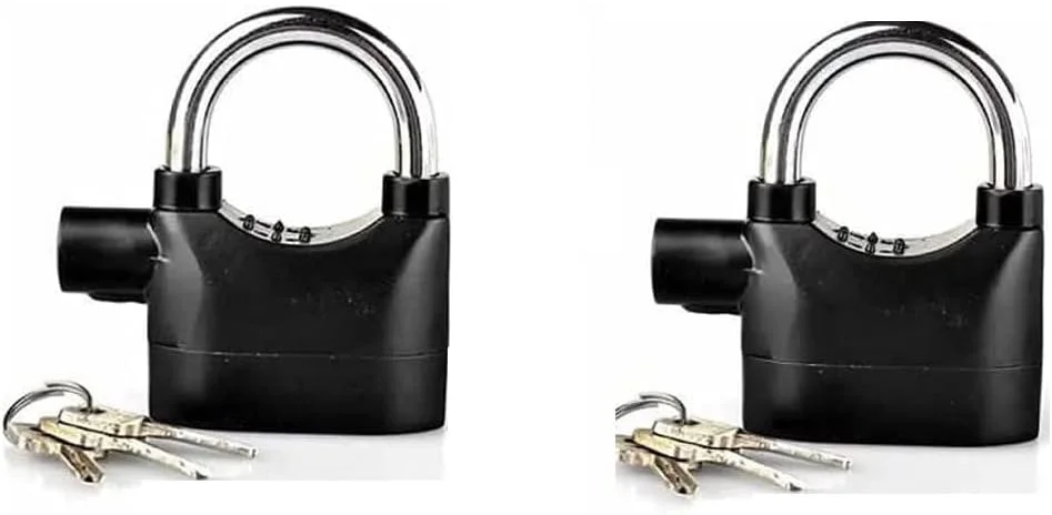 قفل ضد سرقت جهانی سیستم دزدگیر امنیتی 2 عددی برای درب، موتور، دوچرخه با سنسور حرکتی و 3 کلید (مشکی) 2 عدد