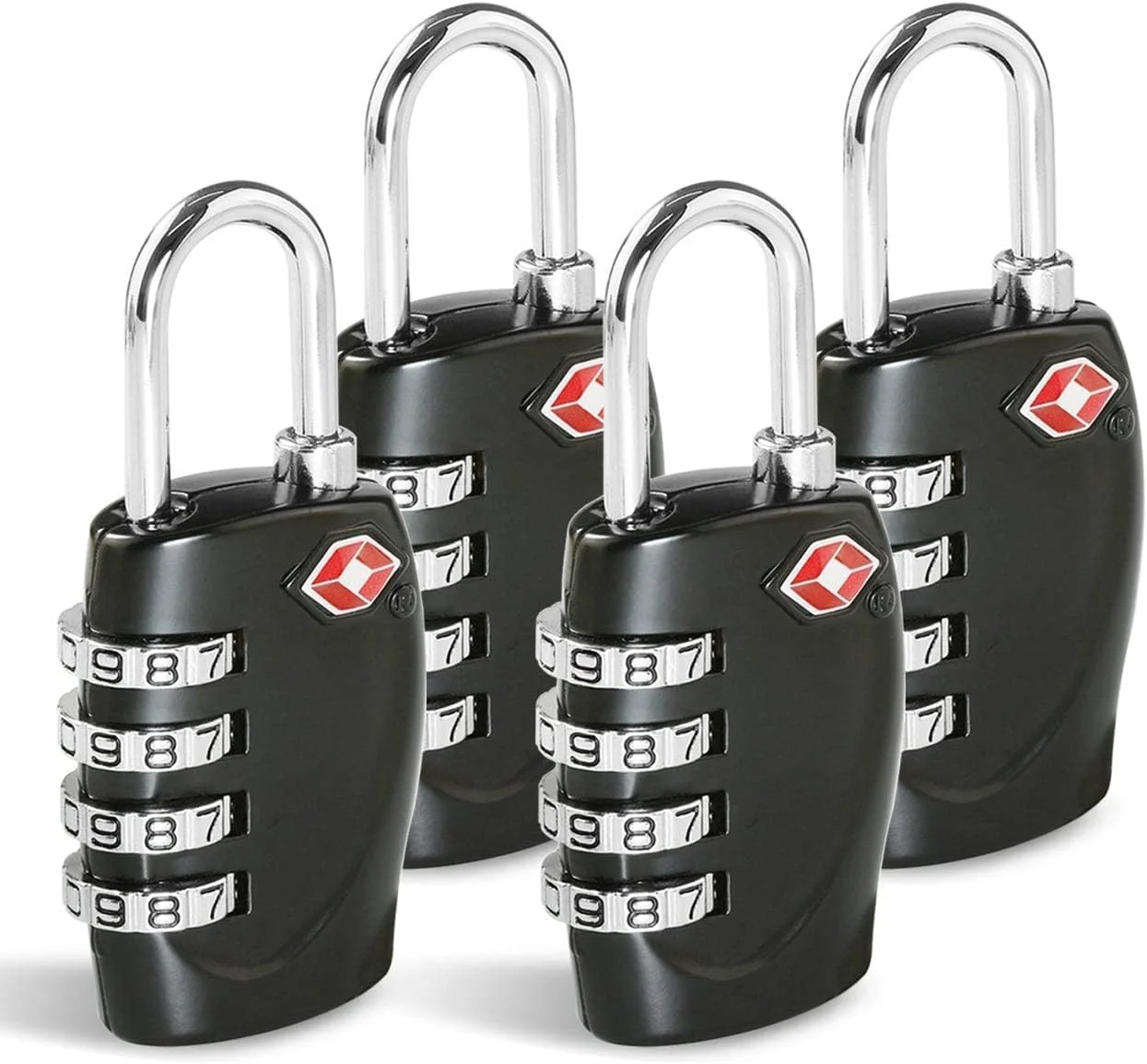قفل ترکیبی چمدان TSA مدل T Tersely (بسته 4 عددی)، قفل رمزدار 4 رقمی با بدنه آلیاژی TSA برای کیف مسافرتی، چمدان، کمدهای قفل دار، باشگاه، قفل دوچرخه یا موارد دیگر