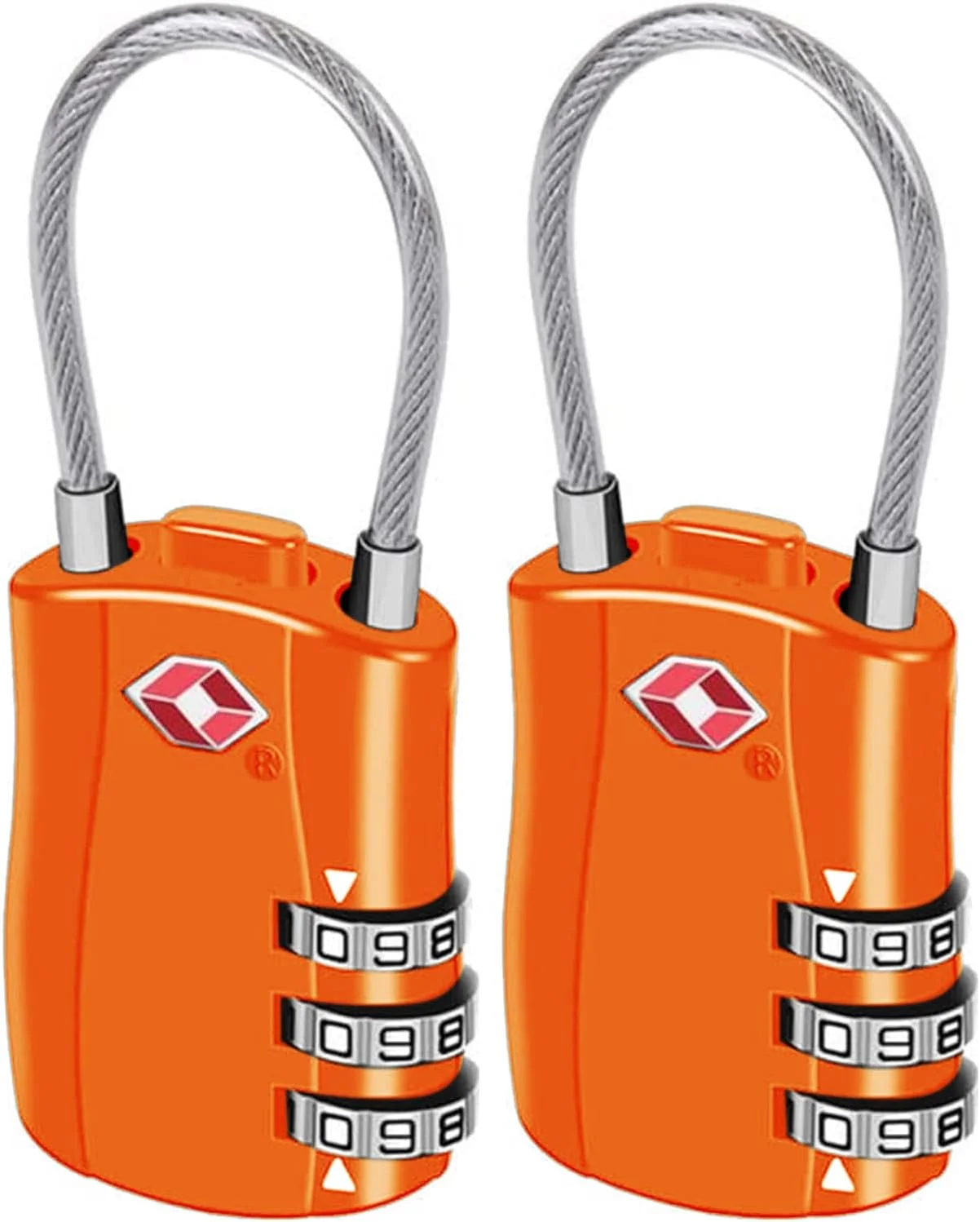 قفل ترکیبی چمدان TSA تی ترزلی، قفل پدلاک ترکیبی تی ترزلی (2 عددی) با بدنه آلیاژی قفل TSA برای کیف مسافرتی، چمدان، کمدهای رختکن، باشگاه، قفل دوچرخه یا موارد دیگر - نارنجی