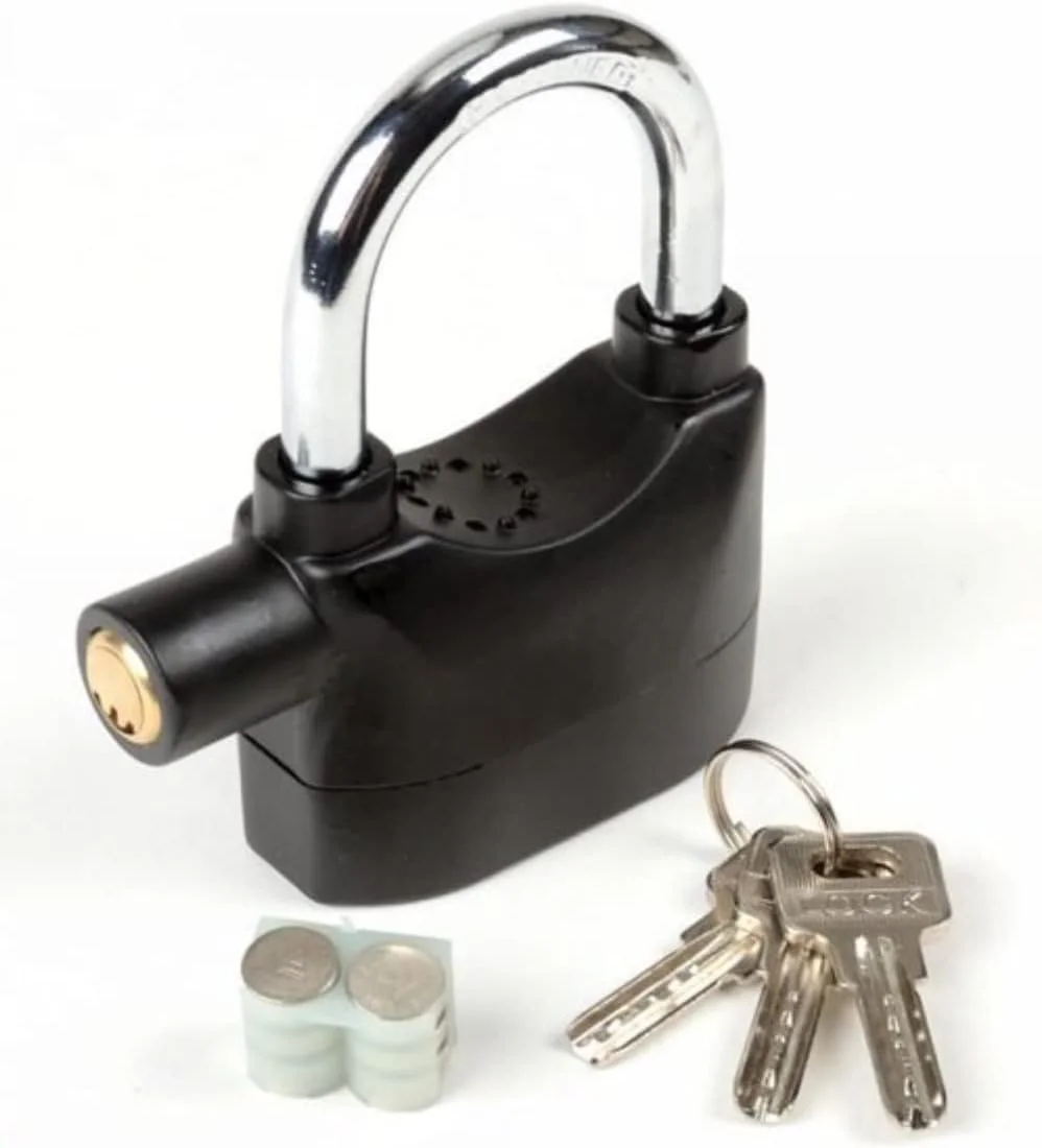 قفل آلارم دار ضد سرقت جهانی، قفل آلارم دار ضد آب 110db، قفل کلید دار آلیاژ روی (آلیاژ روی مشکی)، بسته 2 عددی قفل آلارم دار ضد سرقت جهانی، قفل آلارم دار ضد آب 110db، قفل کلید دار آلیاژ روی (آلیاژ روی مشکی)، بسته 2 عددی