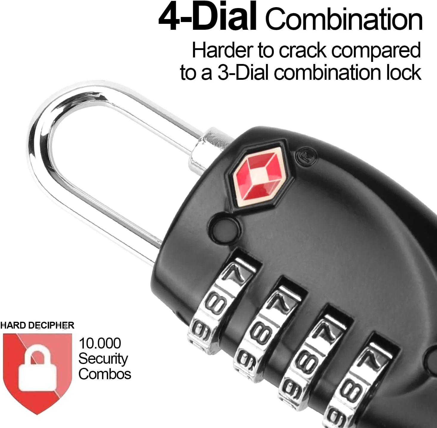 قفل ترکیبی چمدان TSA مدل T Tersely (بسته 4 عددی)، قفل رمزدار 4 رقمی با بدنه آلیاژی TSA برای کیف مسافرتی، چمدان، کمدهای قفل دار، باشگاه، قفل دوچرخه یا موارد دیگر