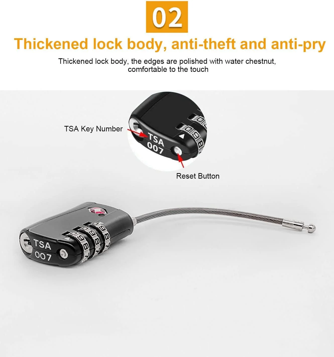 قفل TSA مدل ULHYC، قفل ترکیبی برای چمدان مسافرتی، قفل رمزدار ضد سرقت، قفل رمز عبور گمرکی