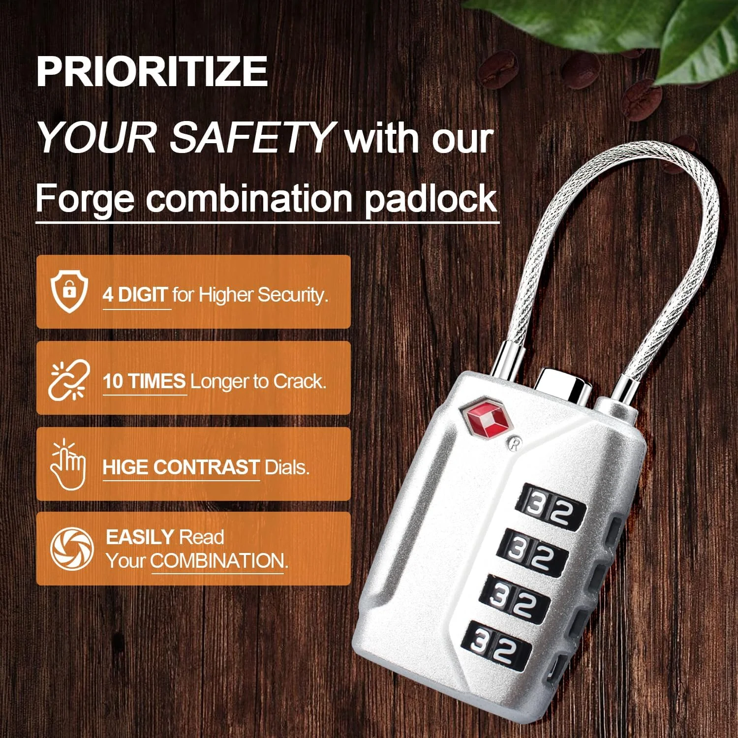 قفل چمدان TSA تی ترسلی، قفل امنیتی 4 رقمی چمدان، قفل ترکیبی برای چمدان ها کابل انعطاف پذیر قفل مسافرتی، قفل چمدان مورد تایید TSA