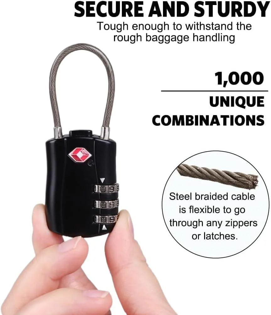 قفل ترکیبی چمدان TSA تی ترزلی، (2 عددی) قفل ترکیبی با بدنه آلیاژی قفل TSA برای کیف مسافرتی، چمدان، کمدهای قفل دار، باشگاه، قفل دوچرخه یا موارد دیگر قفل ترکیبی چمدان TSA تی ترزلی، (2 عددی) قفل ترکیبی با بدنه آلیاژی قفل TSA برای کیف مسافرتی، چمدان، کمدهای قفل دار، باشگاه، قفل دوچرخه یا موارد دیگر